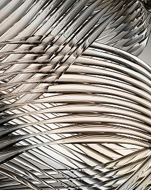 Abstract wavy metallic textures in soft tones